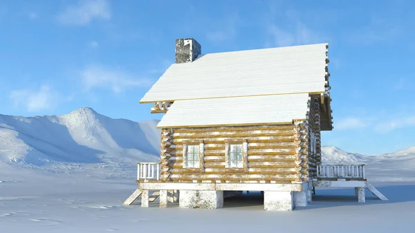 Berghütte Darstellung Der Berghütte — Stockfoto