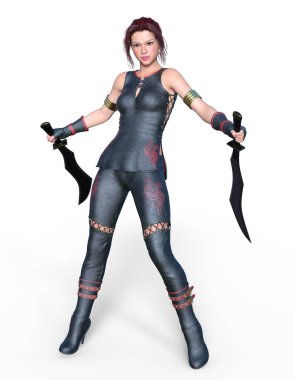 Kadın fencer/kadın bir eskrimci 3d Cg render.