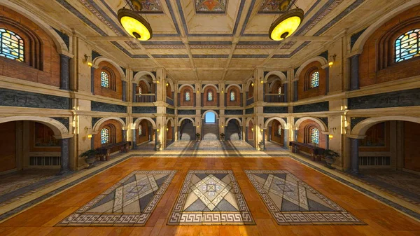 Grand Hall Renderização Grande Salão — Fotografia de Stock