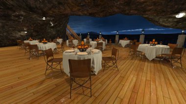 Restoran mağara / 3d Cg işleme mağara Restaurant.