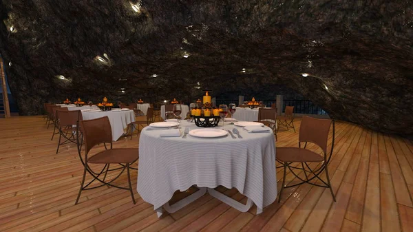 Σπήλαιο Εστιατόριο Απόδοσης Από Εστιατόριο Στο Σπήλαιο — Φωτογραφία Αρχείου