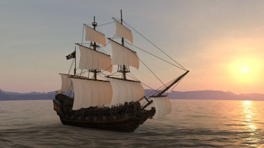 Yelkenli tekne / 3d Cg render bir yelkenli tekne.