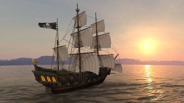 Yelkenli tekne / 3d Cg render bir yelkenli tekne.