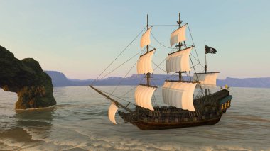 Yelkenli tekne / 3d Cg render bir yelkenli tekne.