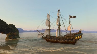 Yelkenli tekne / 3d Cg render bir yelkenli tekne.