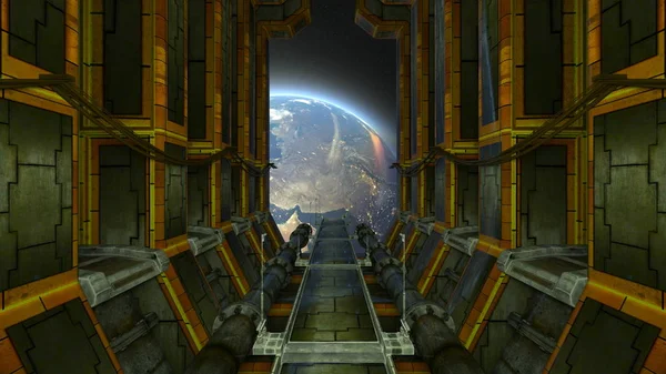 Estación Espacial Representación Estación Espacial Elementos Esta Imagen Amueblado Por —  Fotos de Stock