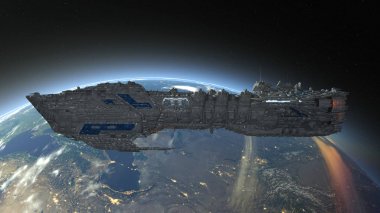 Uzay gemisi/3d Cg render bir uzay gemisi. Bu görüntü bir şekilde döşenmiş tarafından Nasa unsurları.