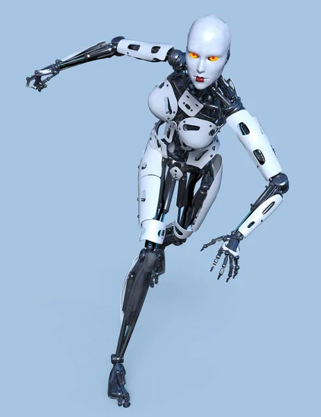 Θηλυκό Ρομπότ Απόδοσης Ένα Θηλυκό Ρομπότ — Φωτογραφία Αρχείου