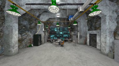 Kontrol odası / comtrol Oda 3d Cg render.