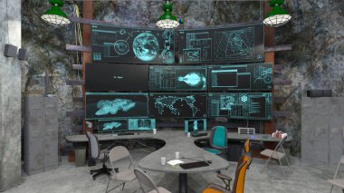 Kontrol odası / comtrol Oda 3d Cg render.