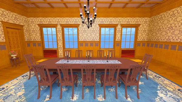 Dining room / 3D CG rendering of the dining room.