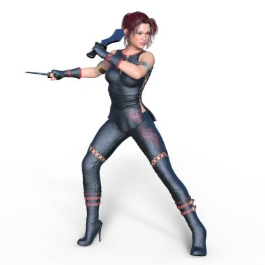 Kadın fencer / kadın bir eskrimci 3d Cg render.