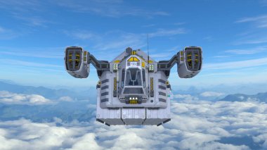 Uzay gemisi/3d Cg render bir uzay gemisi.