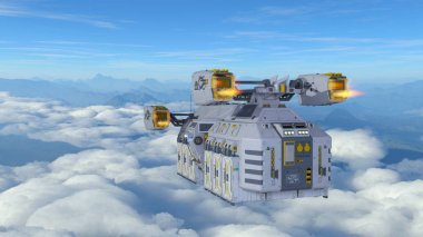 Uzay gemisi/3d Cg render bir uzay gemisi.