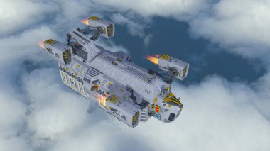 Uzay gemisi/3d Cg render bir uzay gemisi.