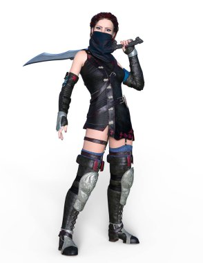 Kadın fencer / kadın bir eskrimci 3d Cg render.