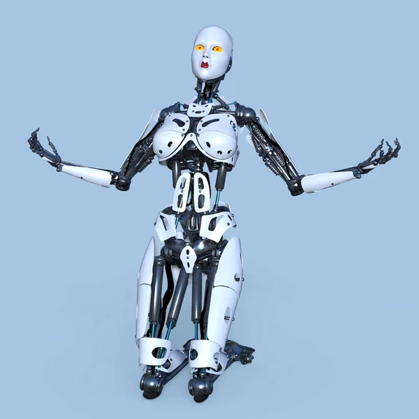 Θηλυκό Ρομπότ Απόδοσης Ένα Θηλυκό Ρομπότ — Φωτογραφία Αρχείου