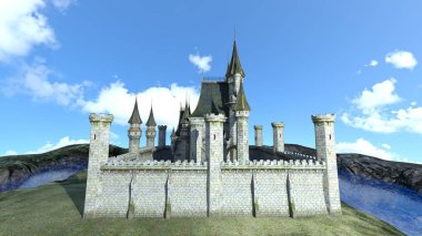 Şato / kale 3d Cg işleme.