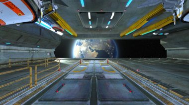 Uzay İstasyonu / 3d Cg işleme uzay istasyonu. Bu görüntü bir şekilde döşenmiş tarafından Nasa unsurları