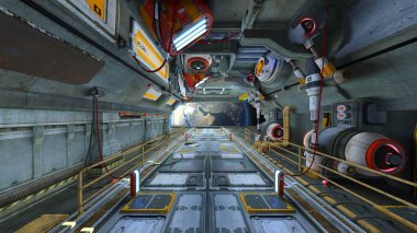 Uzay İstasyonu / 3d Cg işleme uzay istasyonu. Bu görüntü bir şekilde döşenmiş tarafından Nasa unsurları