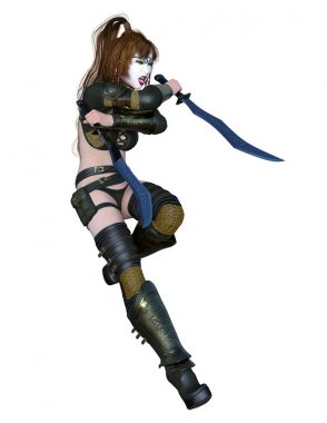 Kadın fencer / kadın bir eskrimci 3d Cg render.