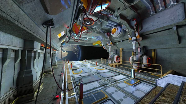 Космическая Станция Рендеринг Космической Станции — стоковое фото
