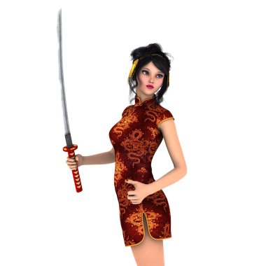 Kadın fencer / kadın bir eskrimci 3d Cg render.