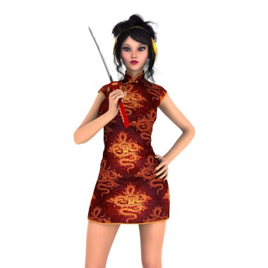 Kadın fencer / kadın bir eskrimci 3d Cg render.