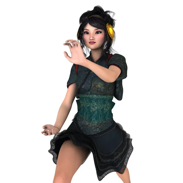 Kung Girl Rendering Kung Flicka — Stockfoto