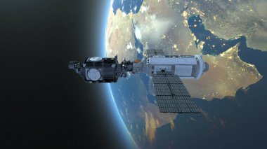 Yapay uydu/3d Cg işleme yapay bir uydu. Bu görüntü bir şekilde döşenmiş tarafından Nasa unsurları.