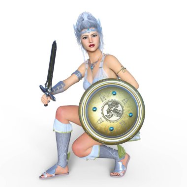 Kadın şövalye/3d Cg render bir kadın şövalye.