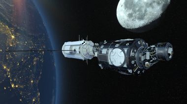 Yapay uydu/3d Cg işleme yapay bir uydu. Bu görüntü bir şekilde döşenmiş tarafından Nasa unsurları.