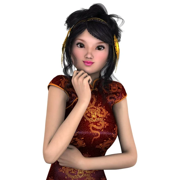 Νεαρή Γυναίκα Κινέζικο Φόρεμα Απόδοση Από Μια Νεαρή Γυναίκα Κινέζικο — Φωτογραφία Αρχείου