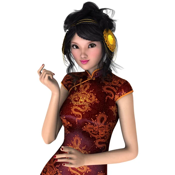 Νεαρή Γυναίκα Κινέζικο Φόρεμα Απόδοση Από Μια Νεαρή Γυναίκα Κινέζικο — Φωτογραφία Αρχείου