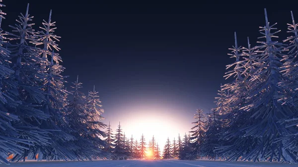 冬景色 冬景色の のレンダリング — ストック写真