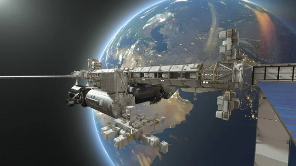 Yapay uydu/3d Cg işleme yapay bir uydu. Bu görüntü bir şekilde döşenmiş tarafından Nasa unsurları.