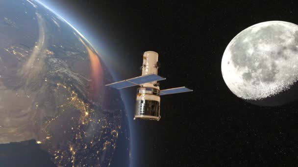 Rendering Artificiale Satellitare Satellite Artificiale Elementi Questa Immagine Forniti Dalla — Video Stock