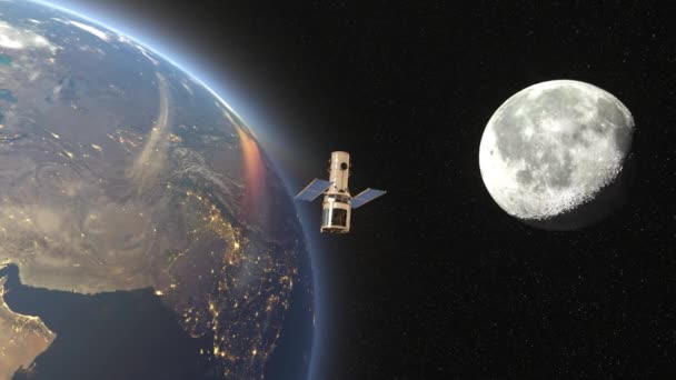 Künstlicher Satellit Darstellung Eines Künstlichen Satelliten Elemente Dieses Bildes Von — Stockvideo