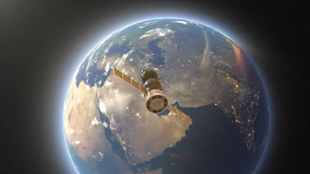 Искусственный Спутник Рендеринг Искусственного Спутника Элементы Этого Изображения Предоставленного Наса — стоковое видео