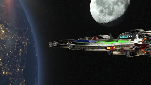 Navire spatial / rendu 3D CG d'un vaisseau spatial. Éléments de cette image fournis par la NASA  