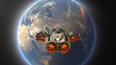 Uzay gemisi / 3d Cg render bir uzay gemisi. Bu görüntü bir şekilde döşenmiş tarafından Nasa unsurları 