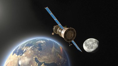 Yapay uydu/3d Cg işleme yapay bir uydu. Bu görüntü bir şekilde döşenmiş tarafından Nasa unsurları.