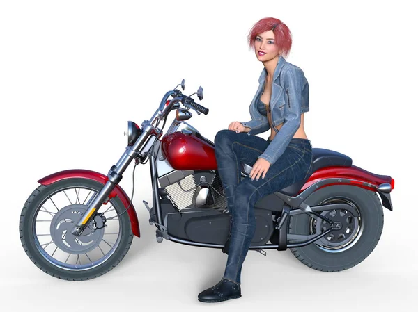 Female Rider Rendering Female Ricer — стоковое фото