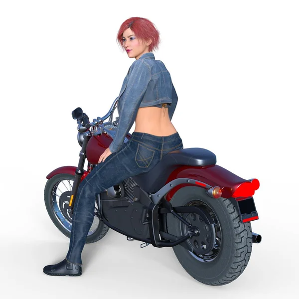 Female Rider Rendering Female Ricer — стоковое фото