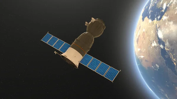 Artificial Satellite Rendering Artificial Satellite Elements Image Furnished Nasa — Stock Photo, Image