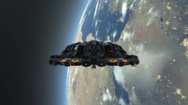 UFO / 3d Cg işleme bir Ufo ve dünya. Bu görüntü bir şekilde döşenmiş tarafından Nasa unsurları