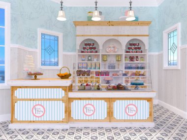 Pastry shop/3D CG rendering of the pastry shop. clipart