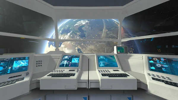 Control Room Rendering Control Room Elements Image Furnished Nasa — Stock Photo, Image
