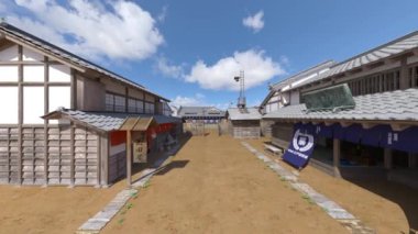 Kasaba Japon kale / 3d Cg render Japon kale şehir.