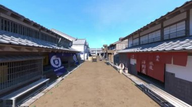 Kasaba Japon kale / 3d Cg render Japon kale şehir.